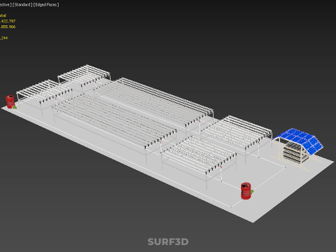 NFT 田间气雾栽培作物种植场太阳能物联网 3D 模型
