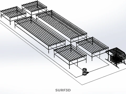 NFT FIELD AEROPONIC HYDROPONIC CROP PLANT FARM SOLAR POWERED IOT 3D Model