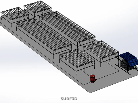 NFT FIELD AEROPONIC HYDROPONIC CROP PLANT FARM SOLAR POWERED IOT 3D Model