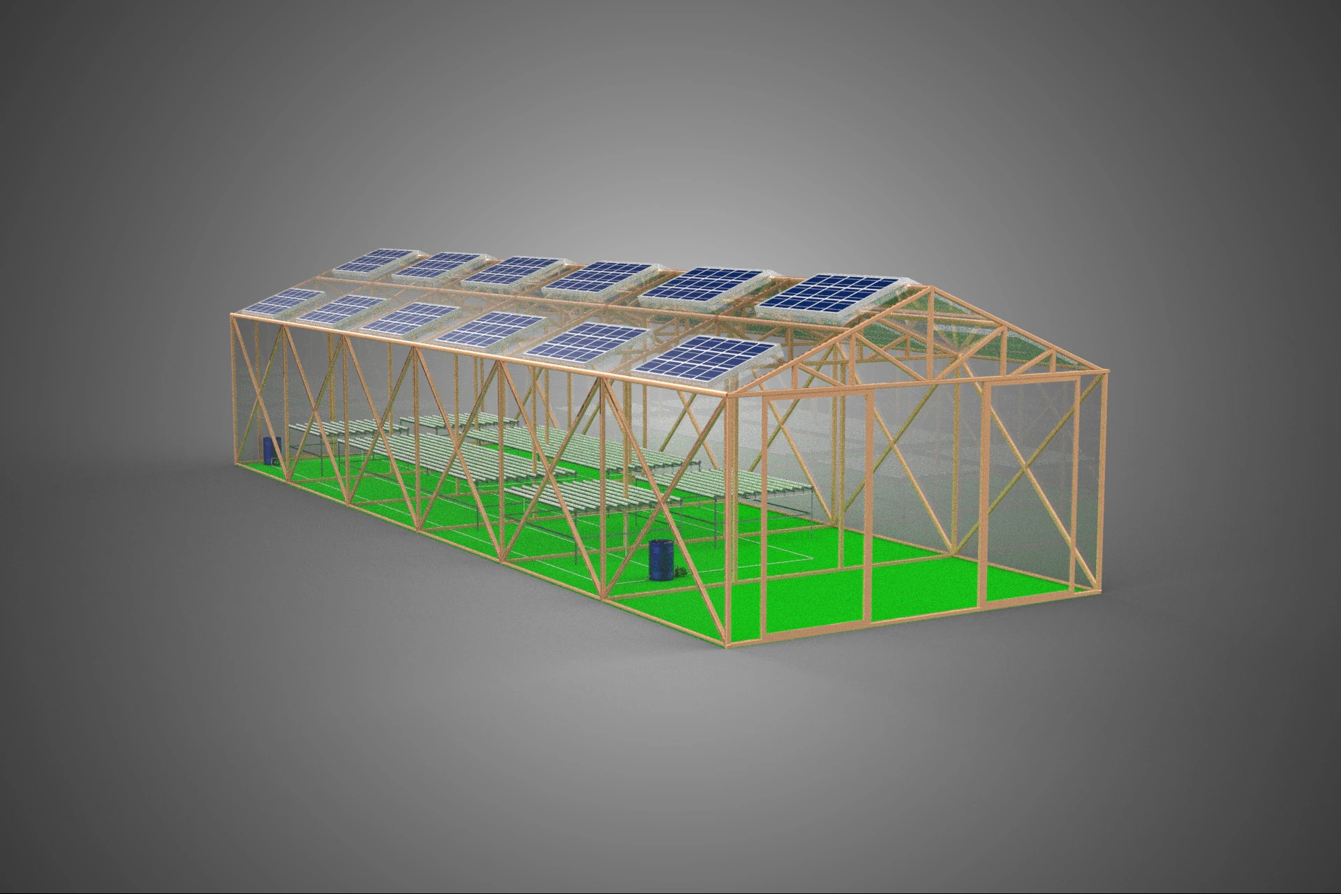 SOLAR POWER HYDROPONIC AEROPONIC GREENHOUSE HOTHOUSE FARM GARDEN 3D Model .c4d .max .obj .3ds .fbx .stl .blend 