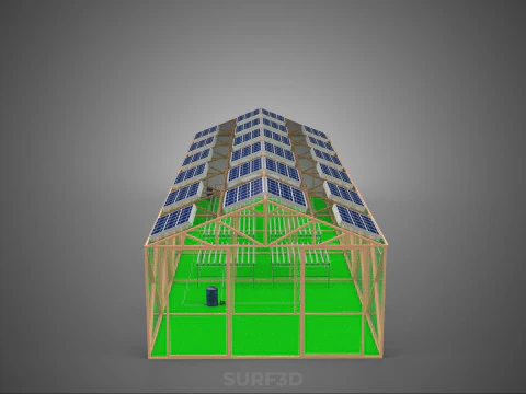 SOLAR POWER HYDROPONIC AEROPONIC GREENHOUSE HOTHOUSE FARM GARDEN 3D Model