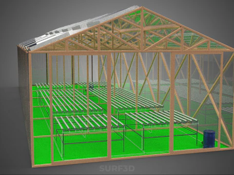 SOLAR POWER HYDROPONIC AEROPONIC GREENHOUSE HOTHOUSE FARM GARDEN 3D Model