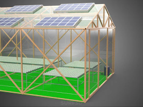 SOLAR POWER HYDROPONIC AEROPONIC GREENHOUSE HOTHOUSE FARM GARDEN 3D Model