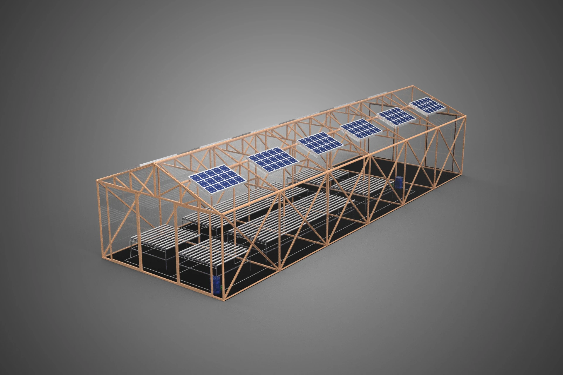 SOLAR PANEL HYDROPONIC AEROPONIC GREENHOUSE GLASSHOUSE FARM 3D Model .c4d .max .obj .3ds .fbx .stl .blend 