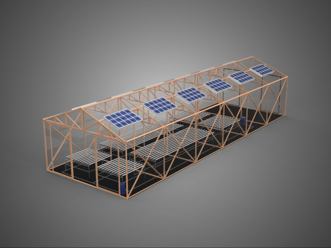 SOLARPANEL HYDROPONIC AEROPONIC GEWÄCHSHAUS GLASHAUS BAUERNHOF 3D Modell