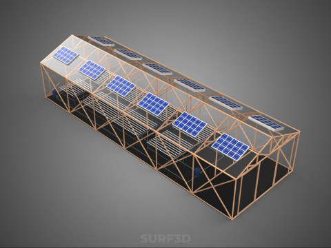 СОЛНЕЧНАЯ ПАНЕЛЬ ГИДРОПОННАЯ АЭРОПОНИЧЕСКАЯ ТЕПЛИЧНАЯ ФЕРМА 3D Модель