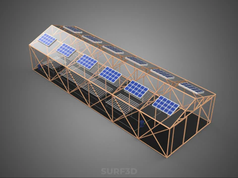 SOLAR PANEL HYDROPONIC AEROPONIC GREENHOUSE GLASSHOUSE FARM 3D Model