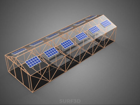 СОЛНЕЧНАЯ ПАНЕЛЬ ГИДРОПОННАЯ АЭРОПОНИЧЕСКАЯ ТЕПЛИЧНАЯ ФЕРМА 3D Модель