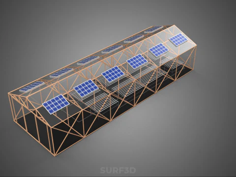 SOLAR PANEL HYDROPONIC AEROPONIC GREENHOUSE GLASSHOUSE FARM 3D Model