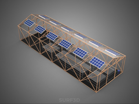 СОЛНЕЧНАЯ ПАНЕЛЬ ГИДРОПОННАЯ АЭРОПОНИЧЕСКАЯ ТЕПЛИЧНАЯ ФЕРМА 3D Модель