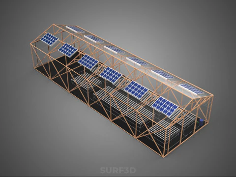 SOLAR PANEL HYDROPONIC AEROPONIC GREENHOUSE GLASSHOUSE FARM 3D Model