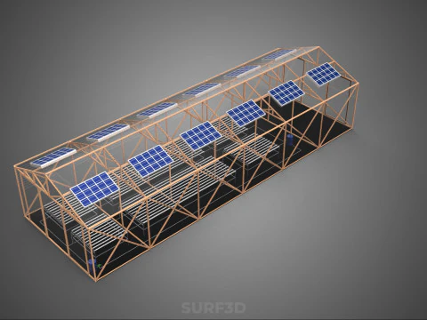 SOLAR PANEL HYDROPONIC AEROPONIC GREENHOUSE GLASSHOUSE FARM 3D Model