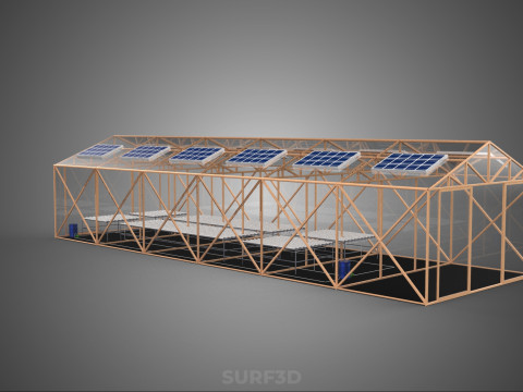 СОЛНЕЧНАЯ ПАНЕЛЬ ГИДРОПОННАЯ АЭРОПОНИЧЕСКАЯ ТЕПЛИЧНАЯ ФЕРМА 3D Модель