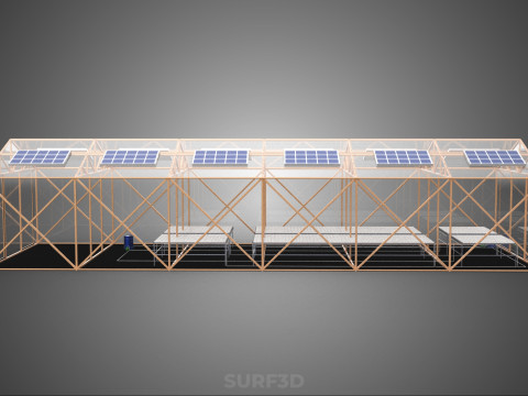 СОЛНЕЧНАЯ ПАНЕЛЬ ГИДРОПОННАЯ АЭРОПОНИЧЕСКАЯ ТЕПЛИЧНАЯ ФЕРМА 3D Модель