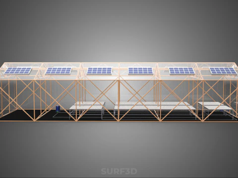 SOLAR PANEL HYDROPONIC AEROPONIC GREENHOUSE GLASSHOUSE FARM 3D Model