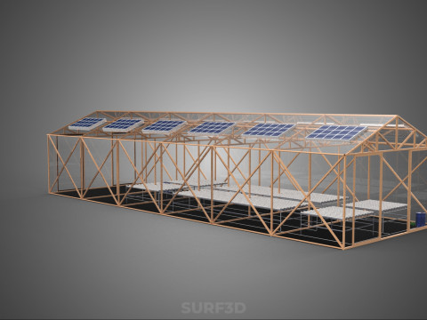 СОЛНЕЧНАЯ ПАНЕЛЬ ГИДРОПОННАЯ АЭРОПОНИЧЕСКАЯ ТЕПЛИЧНАЯ ФЕРМА 3D Модель