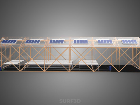 СОЛНЕЧНАЯ ПАНЕЛЬ ГИДРОПОННАЯ АЭРОПОНИЧЕСКАЯ ТЕПЛИЧНАЯ ФЕРМА 3D Модель