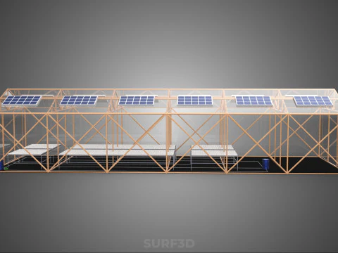SOLAR PANEL HYDROPONIC AEROPONIC GREENHOUSE GLASSHOUSE FARM 3D Model