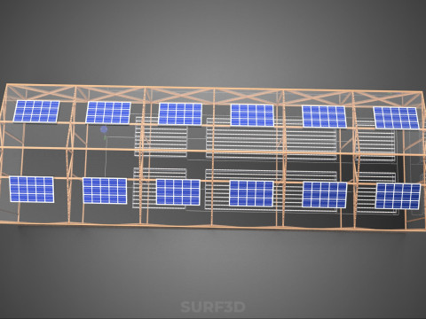 СОЛНЕЧНАЯ ПАНЕЛЬ ГИДРОПОННАЯ АЭРОПОНИЧЕСКАЯ ТЕПЛИЧНАЯ ФЕРМА 3D Модель