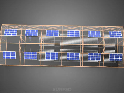 SOLAR PANEL HYDROPONIC AEROPONIC GREENHOUSE GLASSHOUSE FARM 3D Model