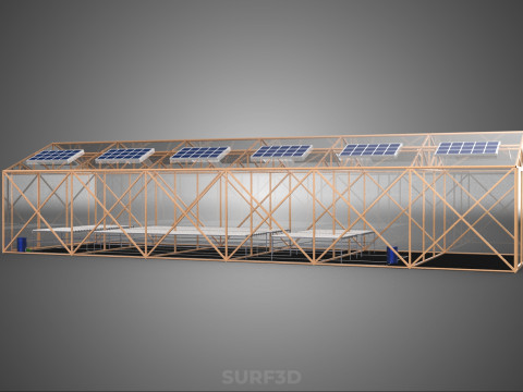 СОЛНЕЧНАЯ ПАНЕЛЬ ГИДРОПОННАЯ АЭРОПОНИЧЕСКАЯ ТЕПЛИЧНАЯ ФЕРМА 3D Модель