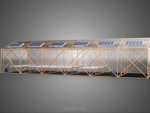 SOLAR PANEL HYDROPONIC AEROPONIC GREENHOUSE GLASSHOUSE FARM 3D Model