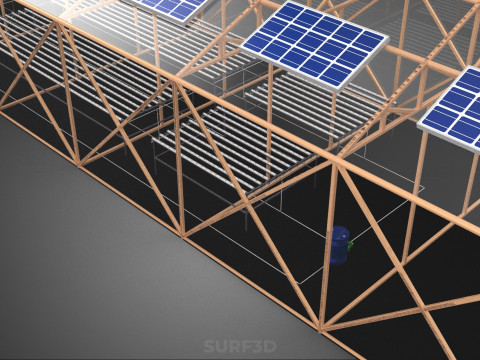 СОЛНЕЧНАЯ ПАНЕЛЬ ГИДРОПОННАЯ АЭРОПОНИЧЕСКАЯ ТЕПЛИЧНАЯ ФЕРМА 3D Модель