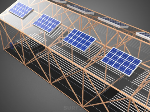 СОЛНЕЧНАЯ ПАНЕЛЬ ГИДРОПОННАЯ АЭРОПОНИЧЕСКАЯ ТЕПЛИЧНАЯ ФЕРМА 3D Модель