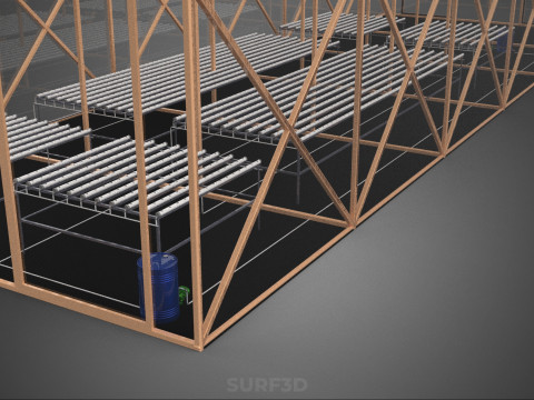 СОЛНЕЧНАЯ ПАНЕЛЬ ГИДРОПОННАЯ АЭРОПОНИЧЕСКАЯ ТЕПЛИЧНАЯ ФЕРМА 3D Модель