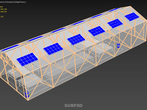 СОЛНЕЧНАЯ ПАНЕЛЬ ГИДРОПОННАЯ АЭРОПОНИЧЕСКАЯ ТЕПЛИЧНАЯ ФЕРМА 3D Модель