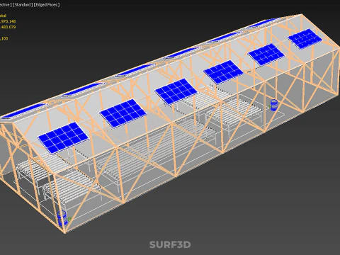 SOLAR PANEL HYDROPONIC AEROPONIC GREENHOUSE GLASSHOUSE FARM 3D Model