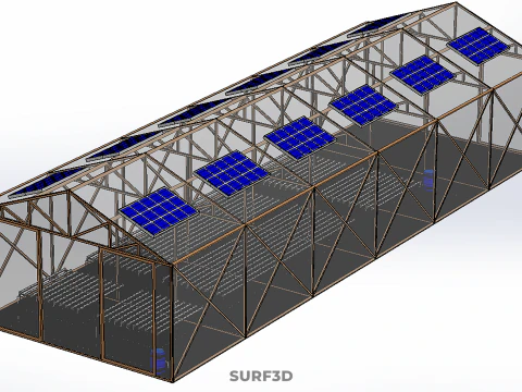 SOLAR PANEL HYDROPONIC AEROPONIC GREENHOUSE GLASSHOUSE FARM 3D Model