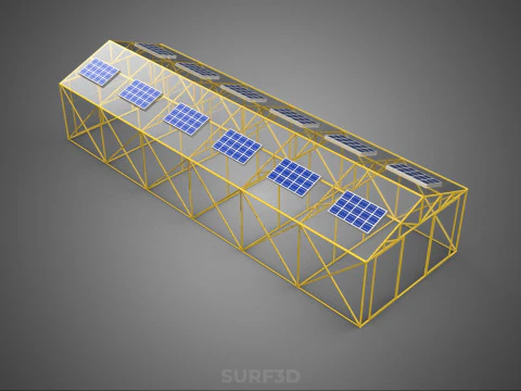 SOLAR POWERED PLANT CROP GREENHOUSE HOTHOUSE GLASSHOUSE GARDEN 3D Model