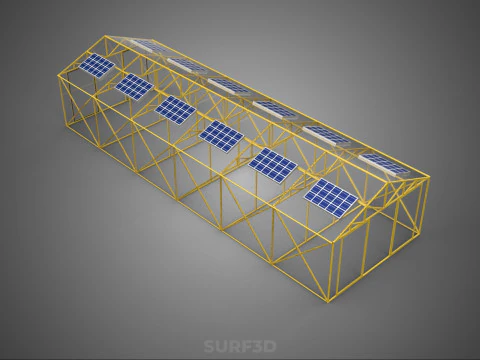 SOLAR POWERED PLANT CROP GREENHOUSE HOTHOUSE GLASSHOUSE GARDEN 3D Model