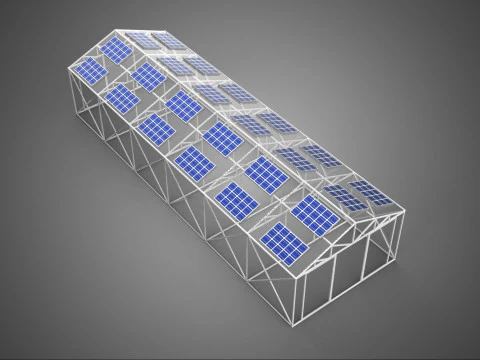 SERRA SUL TETTO A PANNELLI SOLARI FOTOVOLTAICI SERRA SERRA Modello 3D