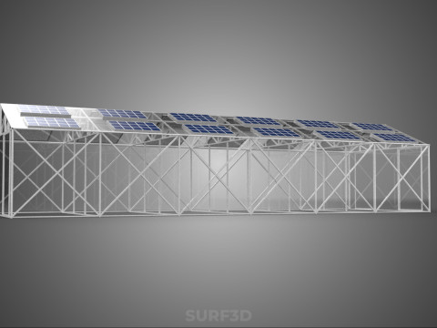 PANEL SOLAR FOTOVOLTAICO INVERNADERO INVERNADERO INVERNADERO INVERNADERO Modelo 3D