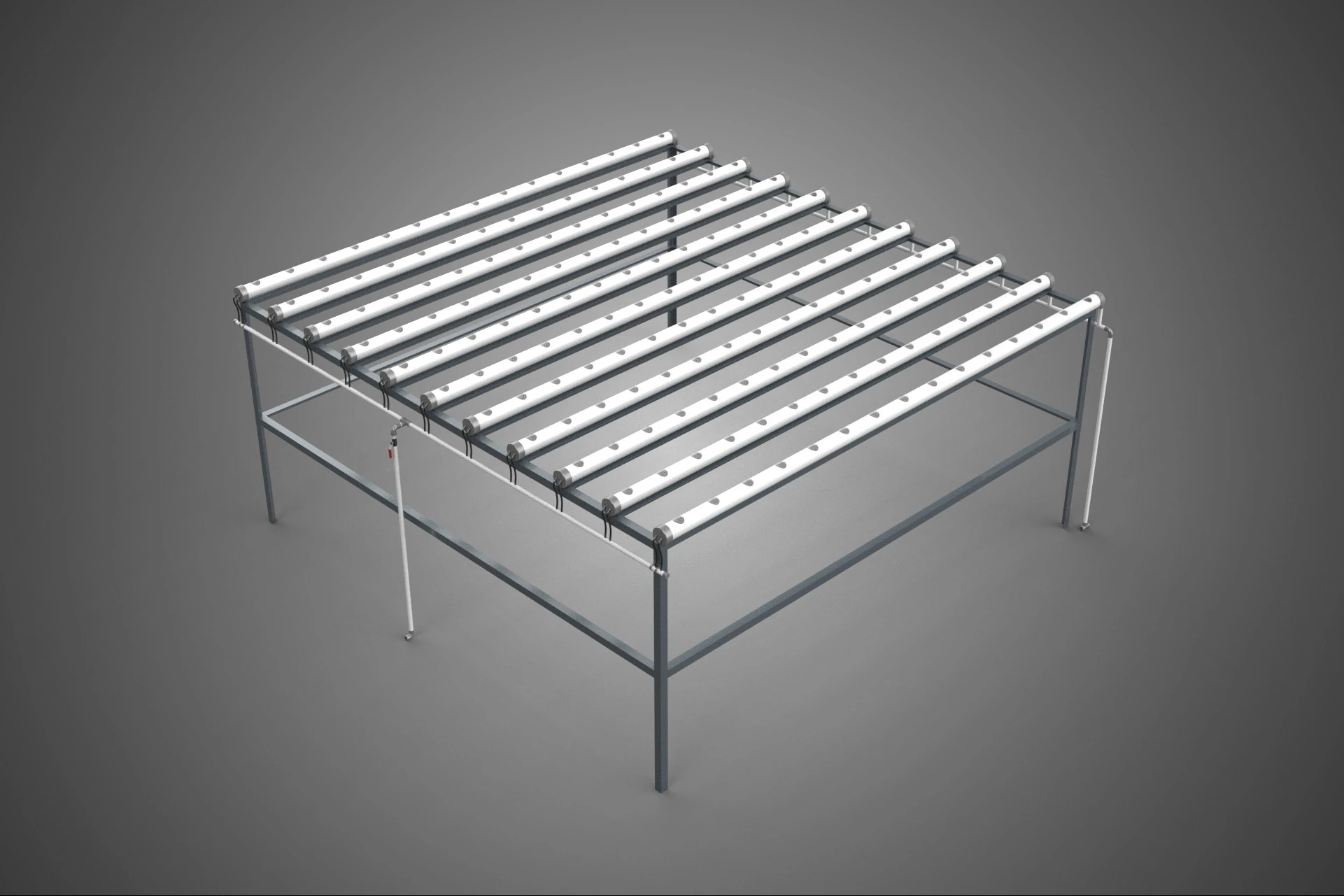 CHANNEL NFT GROW RACK PVC SETUP SOIL-LESS HYDROPONIC FARM PLANT 3D Model .c4d .max .obj .3ds .fbx .stl .blend 