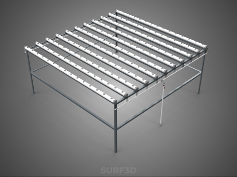 CHANNEL NFT GROW RACK PVC SETUP SOIL-LESS HYDROPONIC FARM PLANT 3D Model