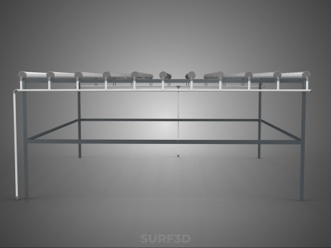 CHANNEL NFT GROW RACK PVC SETUP SOIL-LESS HYDROPONIC FARM PLANT 3D Model