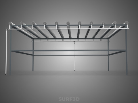 CHANNEL NFT GROW RACK PVC SETUP SOIL-LESS HYDROPONIC FARM PLANT 3D Model