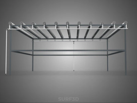 CHANNEL NFT GROW RACK PVC SETUP SOIL-LESS HYDROPONIC FARM PLANT 3D Model