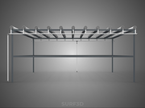 CHANNEL NFT GROW RACK PVC SETUP SOIL-LESS HYDROPONIC FARM PLANT 3D Model