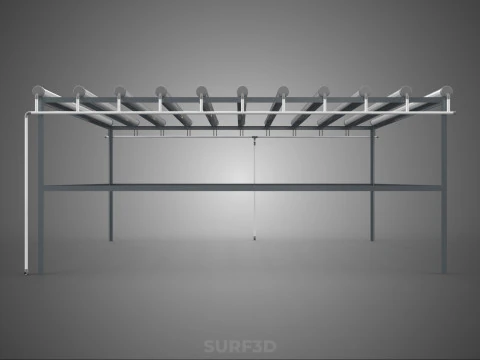 CHANNEL NFT GROW RACK PVC SETUP SOIL-LESS HYDROPONIC FARM PLANT 3D Model