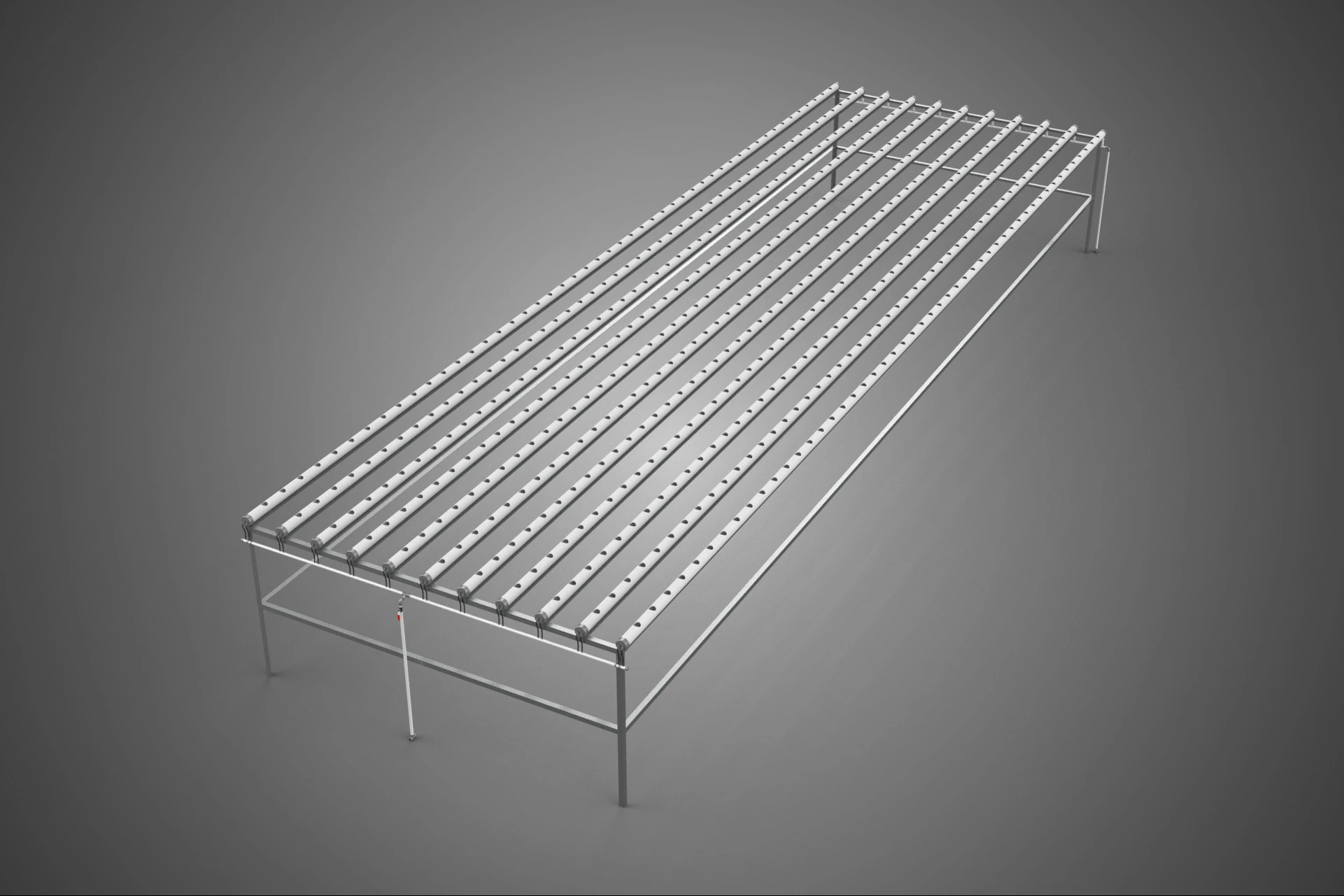 INDUSTRIAL SCALE HYDROPONIC RACK NFT SYSTEM ARRAY GARDEN FARMING 3D Model .c4d .max .obj .3ds .fbx .stl .blend