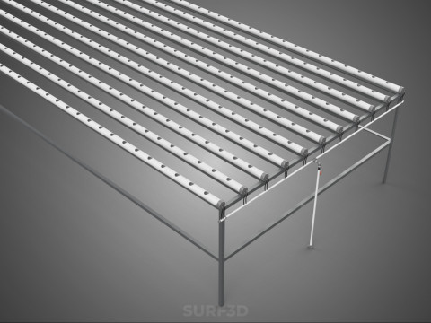 INDUSTRIAL SCALE HYDROPONIC RACK NFT SYSTEM ARRAY GARDEN FARMING 3D Model