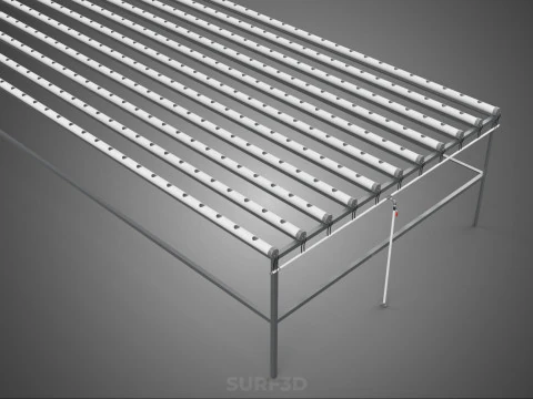 INDUSTRIAL SCALE HYDROPONIC RACK NFT SYSTEM ARRAY GARDEN FARMING 3D Model