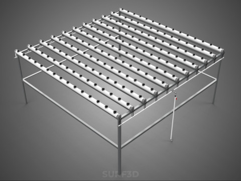 NFT GROW RACK PVC NETPOT INSTALLATION PLANTE HYDROPONIQUE SANS SOL Modèle 3D