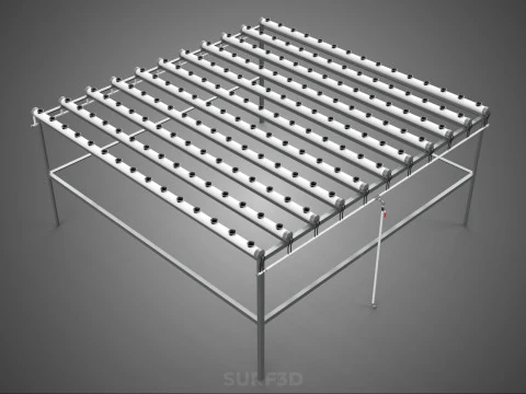 NFT GROW RACK PVC NETPOT SETUP SOIL-LESS HYDROPONIC FARM PLANT 3D Model
