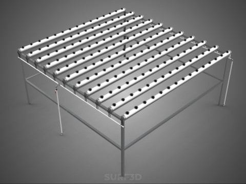 NFT GROW RACK PVC NETPOT INSTALLATION PLANTE HYDROPONIQUE SANS SOL Modèle 3D