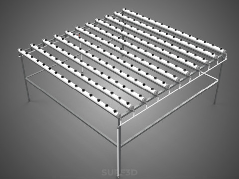 NFT GROW RACK PVC NETPOT INSTALLATION PLANTE HYDROPONIQUE SANS SOL Modèle 3D